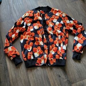 Bencivenga Floral Orange Bomber NWOT Size S/M